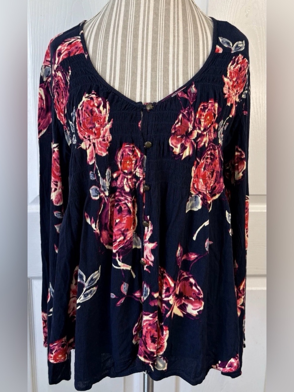 SHYANNE Floral Rose Babydoll Top Flare Sleeve Cowgirl Country Cottagecore XXL